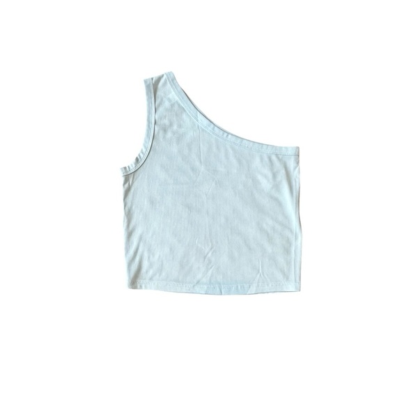 Tops - One-Shoulder light blue crop top